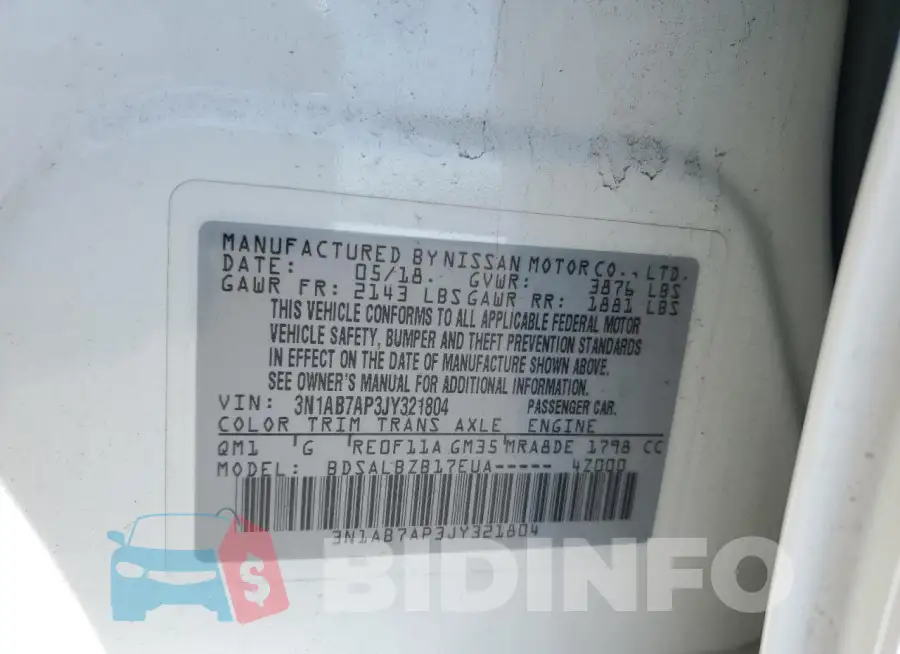 3N1AB7AP3JY321804 Photo# 12