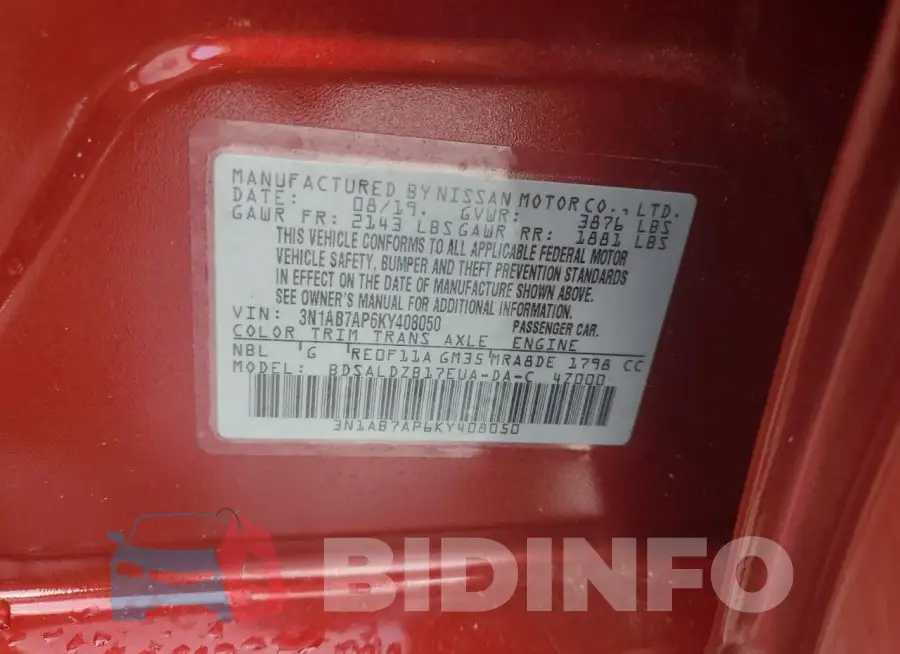 3N1AB7AP6KY408050 Photo# 12