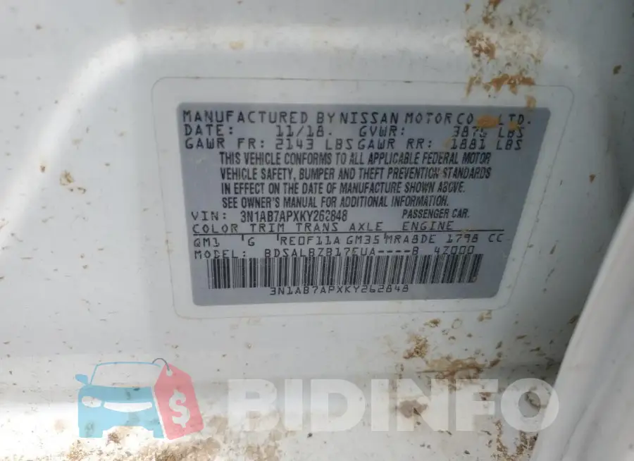 3N1AB7APXKY262848 Photo# 13