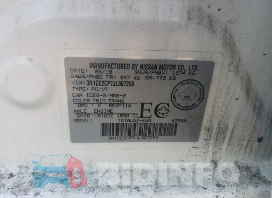 3N1CE2CP7JL367259 Photo# 13