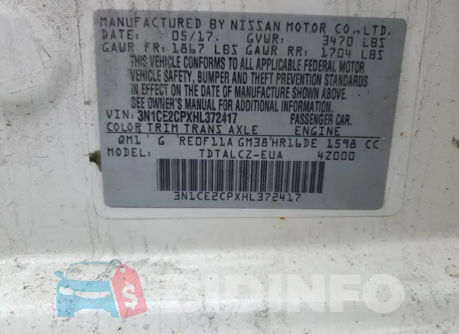 3N1CE2CPXHL372417 Photo# 12