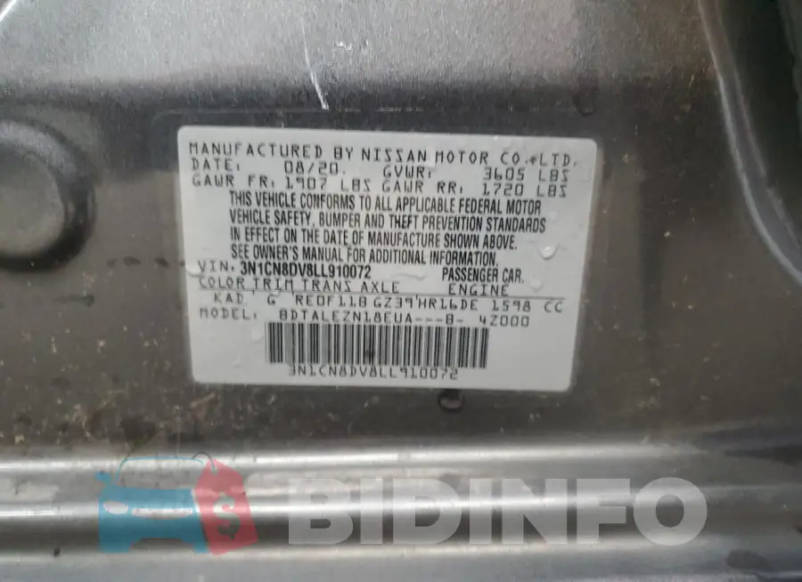3N1CN8DV8LL910072 Photo# 12