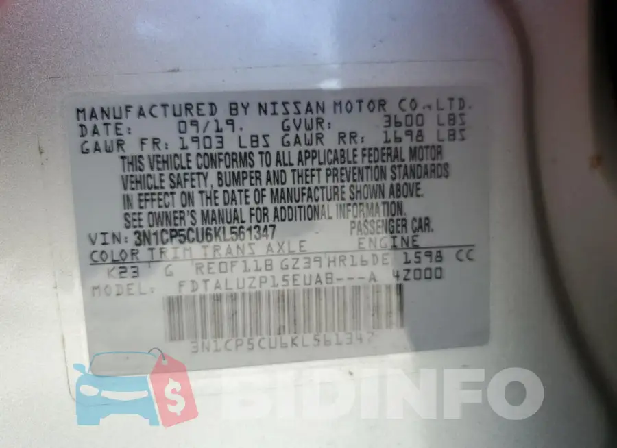 3N1CP5CU6KL561347 Photo# 13