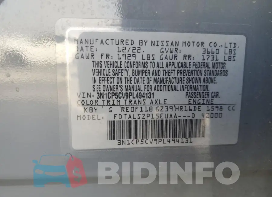 3N1CP5CV9PL494131 Photo# 14