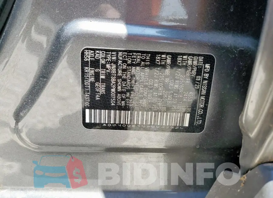 JN8BT3BA2PW007504 Photo# 14