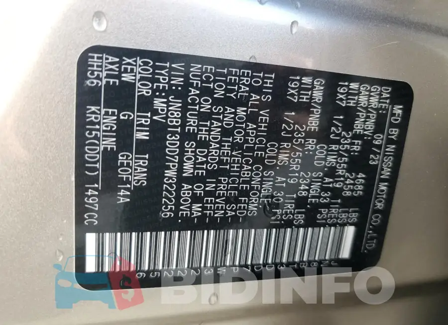 JN8BT3DD7PW322256 Photo# 12