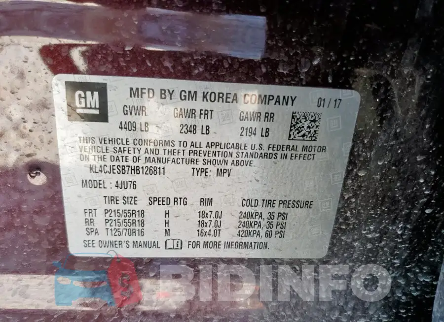 KL4CJESB7HB126811 Photo# 13