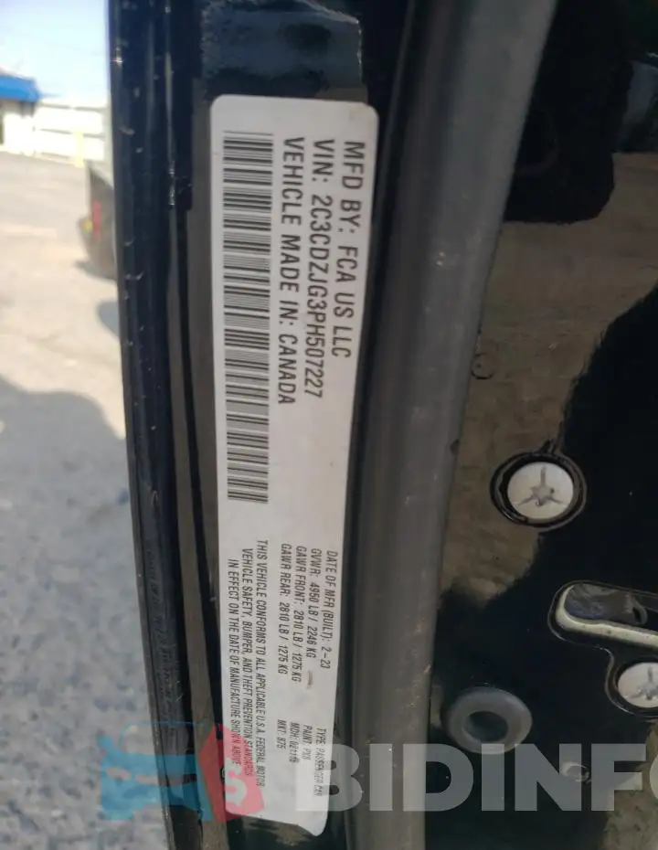 2C3CDZJG3PH507227 Photo# 12