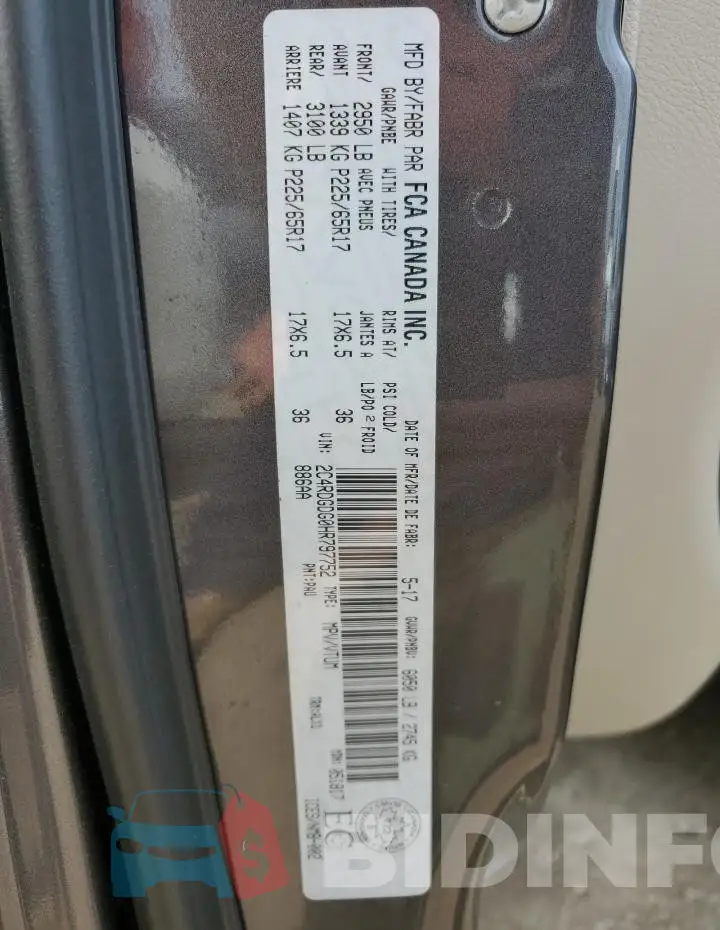 2C4RDGDG0HR797752 Photo# 13