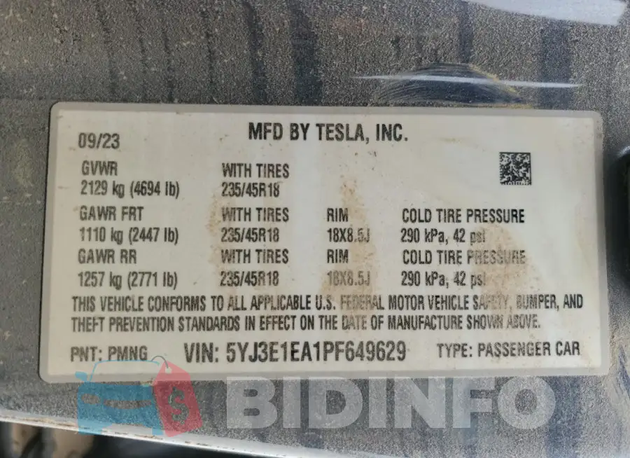 5YJ3E1EA1PF649629 Photo# 12
