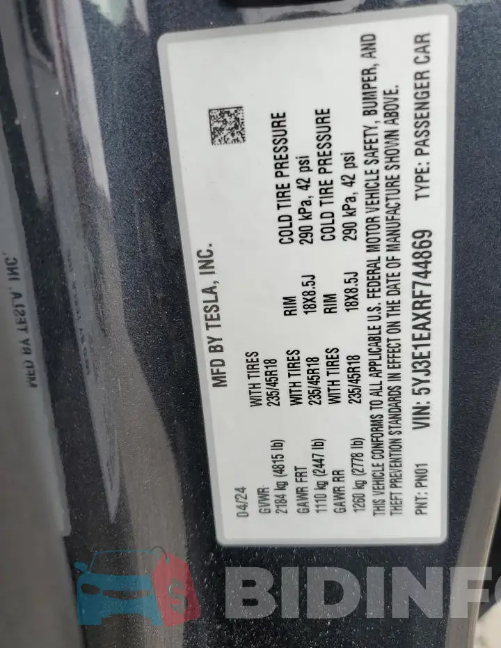 5YJ3E1EAXRF744869 Photo# 13