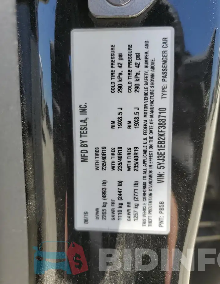 5YJ3E1EB2KF388710 Photo# 13