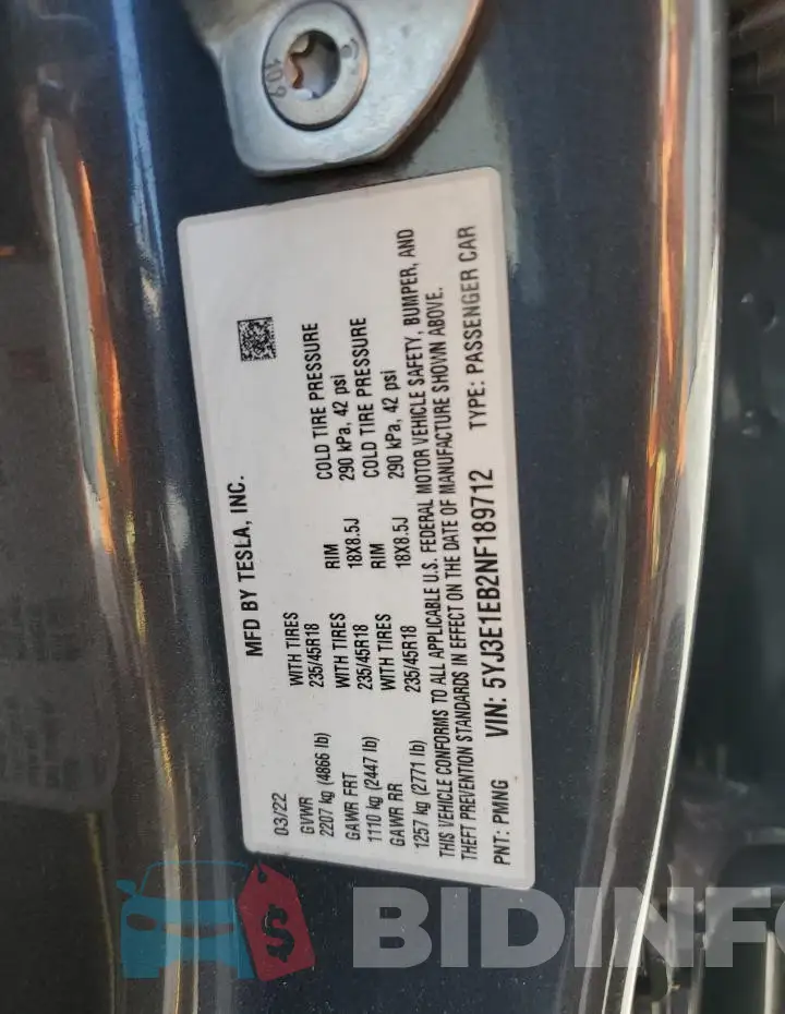 5YJ3E1EB2NF189712 Photo# 12
