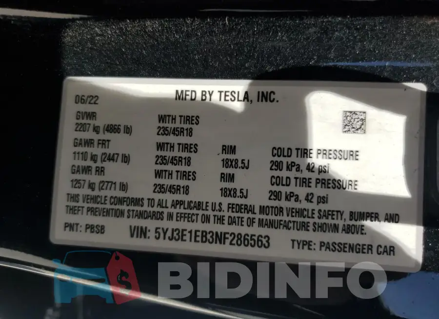 5YJ3E1EB3NF286563 Photo# 13