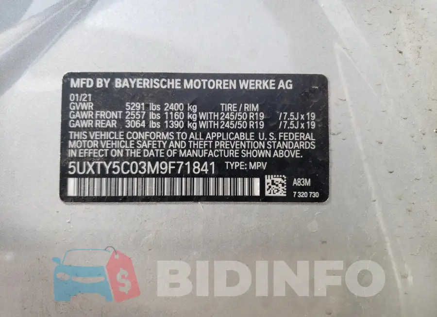 5UXTY5C03M9F71841 Photo# 12