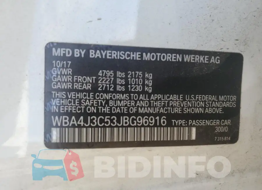 WBA4J3C53JBG96916 Photo# 12