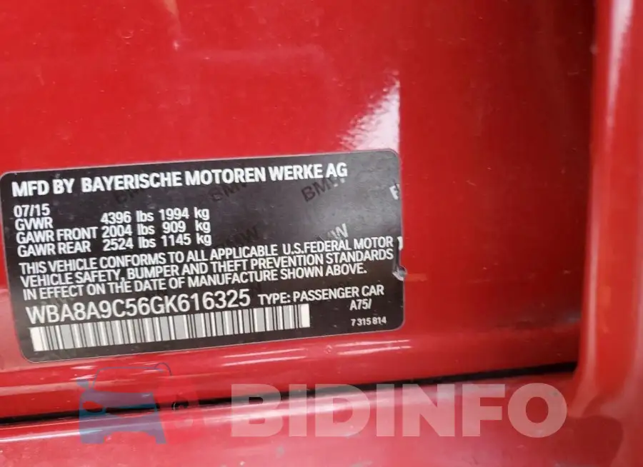 WBA8A9C56GK616325 Photo# 12
