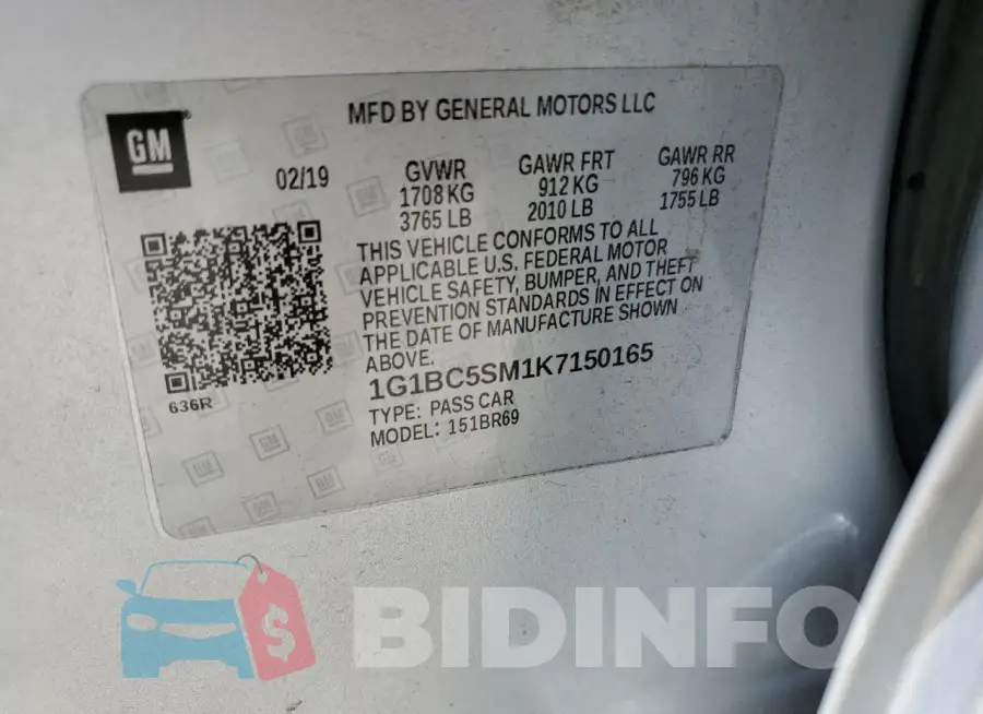1G1BC5SM1K7150165 Photo# 12