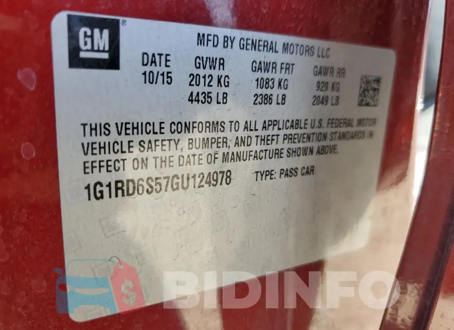 1G1RD6S57GU124978 Photo# 12