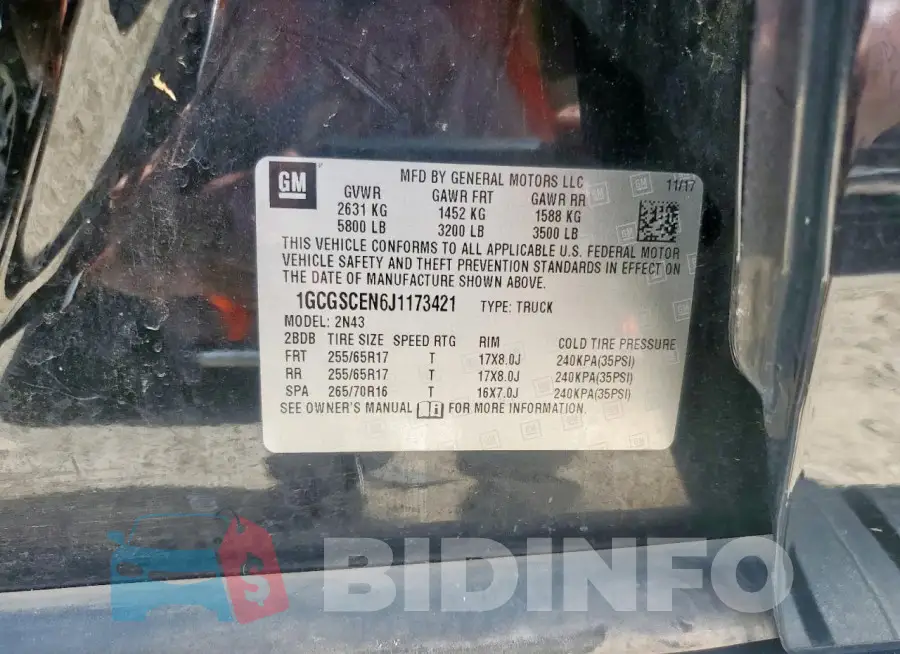 1GCGSCEN6J1173421 Photo# 12