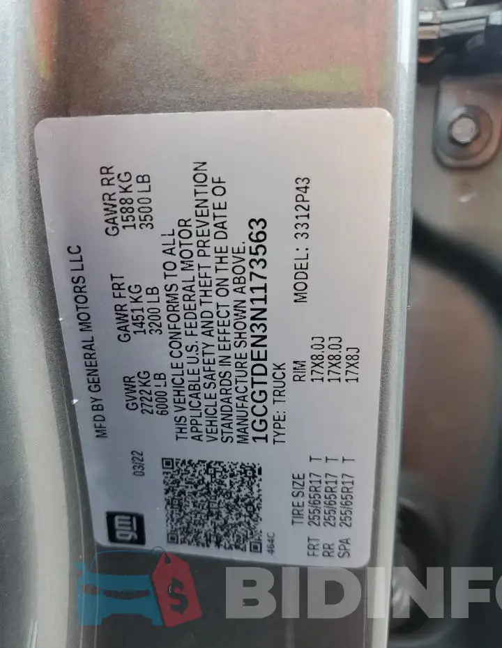 1GCGTDEN3N1173563 Photo# 13