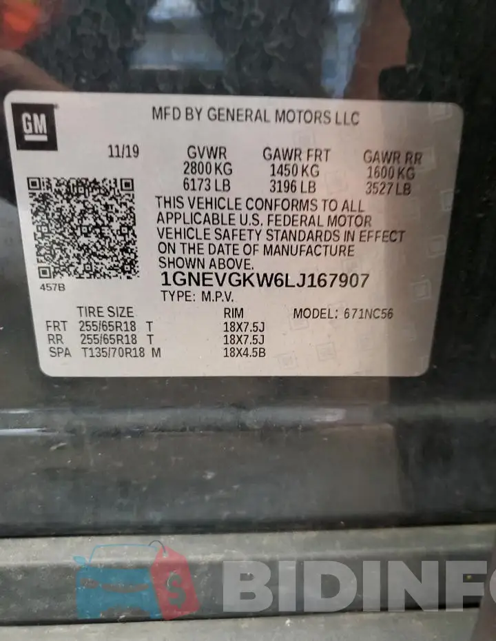 1GNEVGKW6LJ167907 Photo# 14