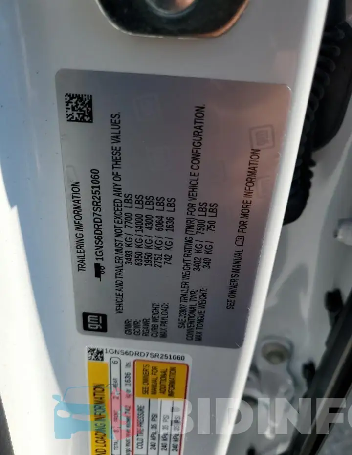 1GNS6DRD7SR251060 Photo# 13