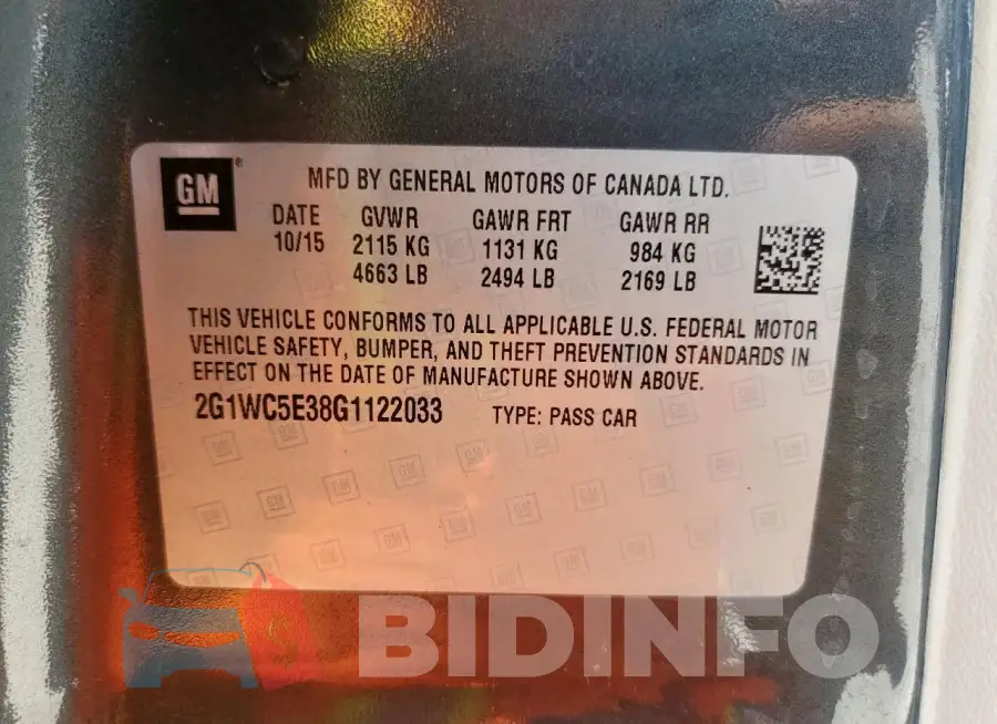 2G1WC5E38G1122033 Photo# 12