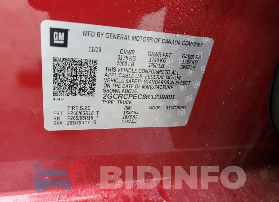 2GCRCPEC8K1239801 Photo# 12