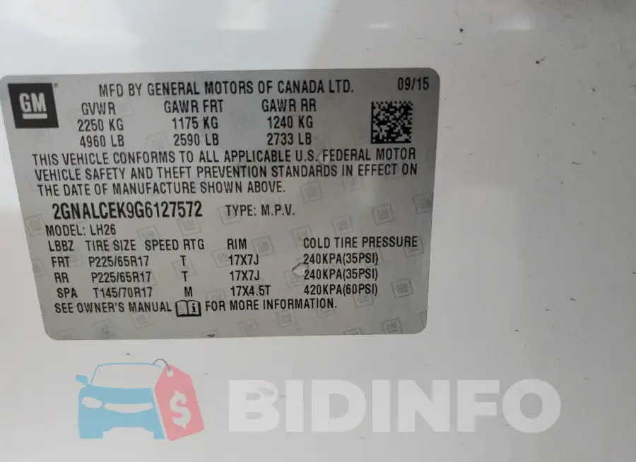 2GNALCEK9G6127572 Photo# 12