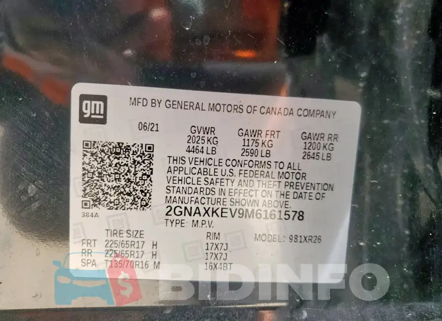 2GNAXKEV9M6161578 Photo# 12