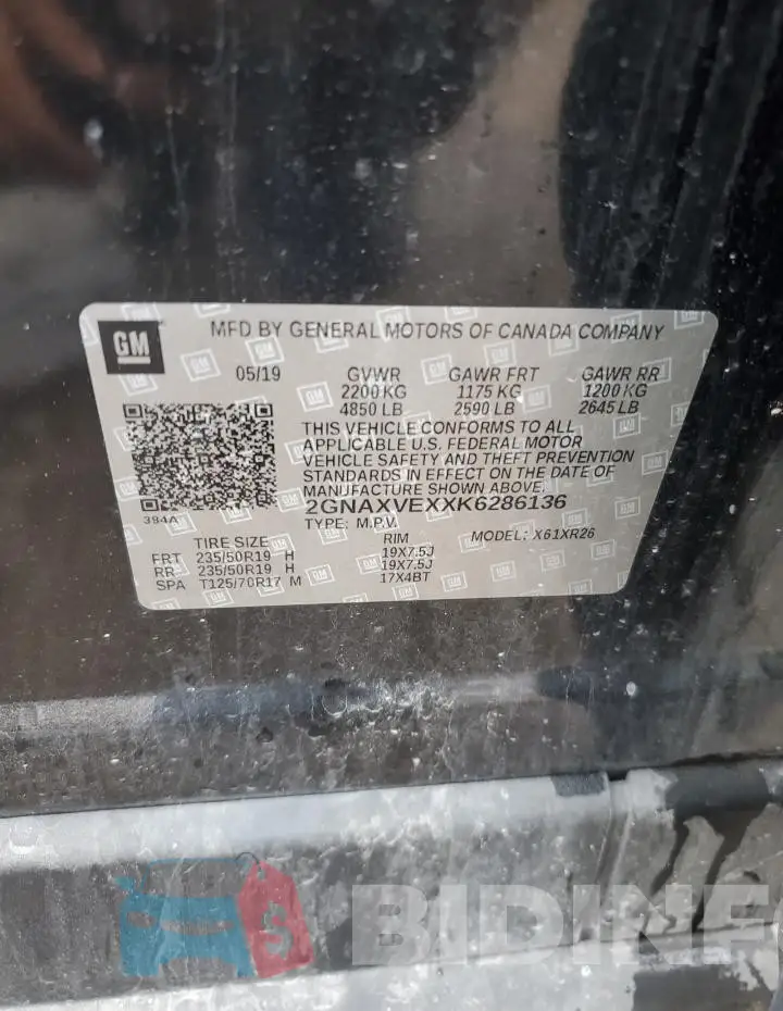 2GNAXVEXXK6286136 Photo# 13