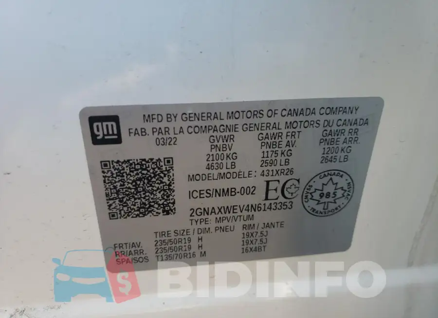 2GNAXWEV4N6143353 Photo# 14
