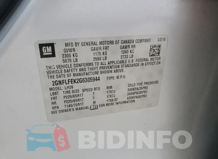 2GNFLFEK2G6305944 Photo# 13