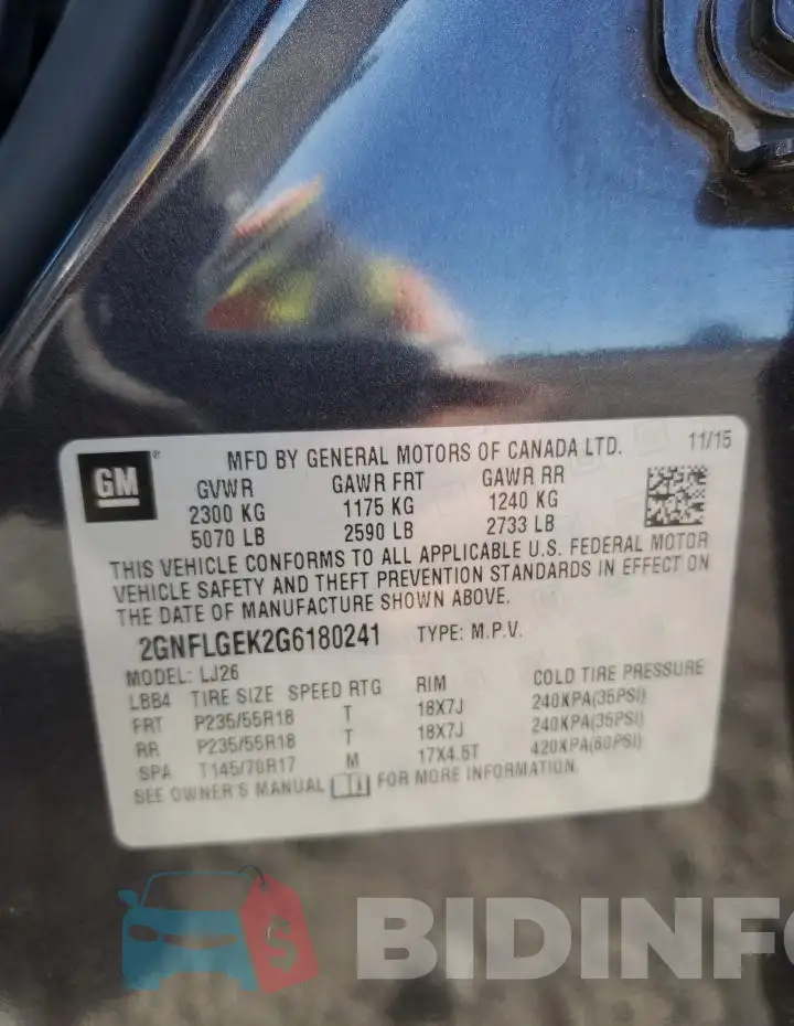 2GNFLGEK2G6180241 Photo# 13