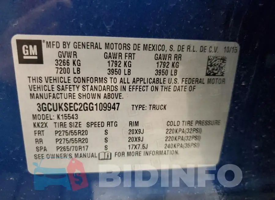 3GCUKSEC2GG109947 Photo# 12