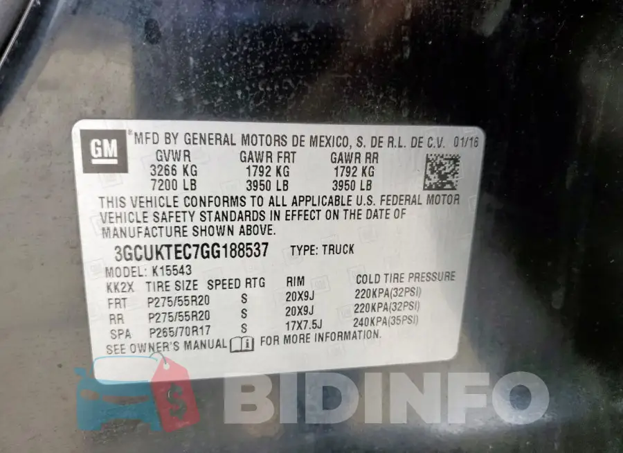 3GCUKTEC7GG188537 Photo# 12