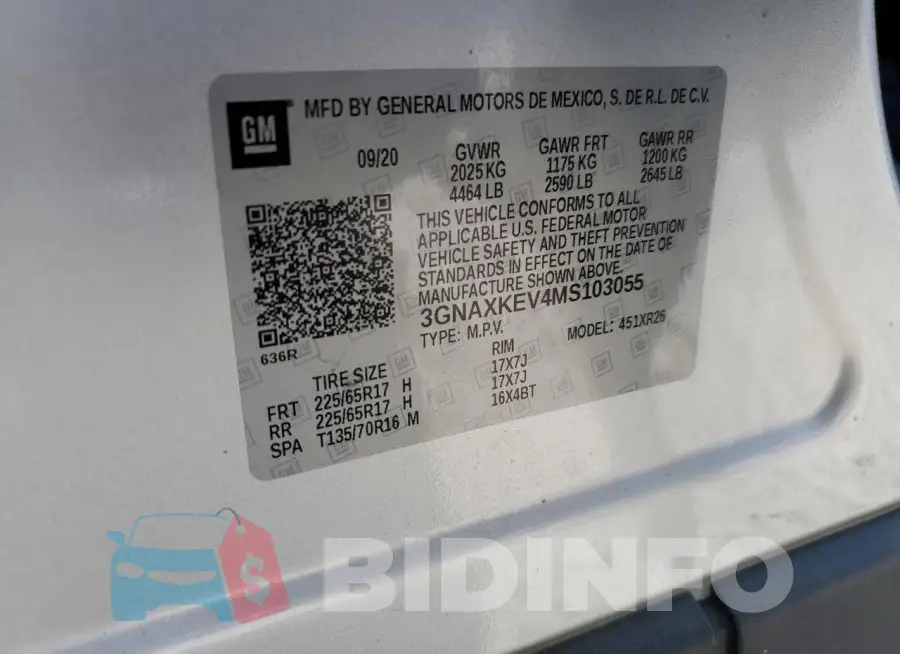 3GNAXKEV4MS103055 Photo# 13