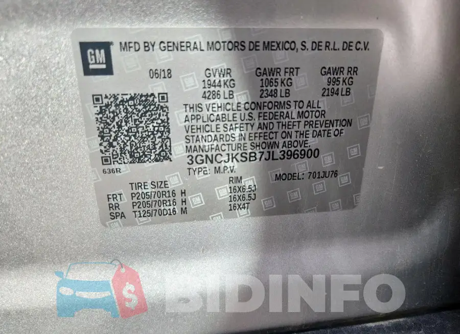 3GNCJKSB7JL396900 Photo# 13