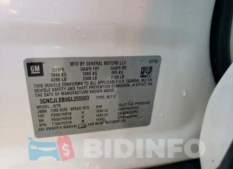 3GNCJLSB9GL255583 Photo# 13