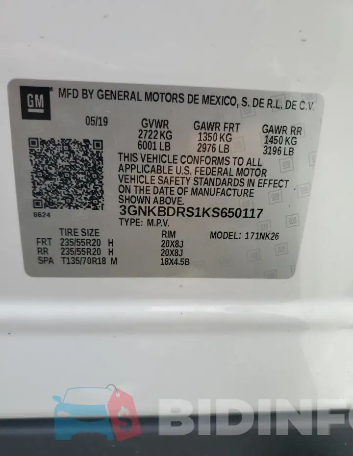 3GNKBDRS1KS650117 Photo# 13