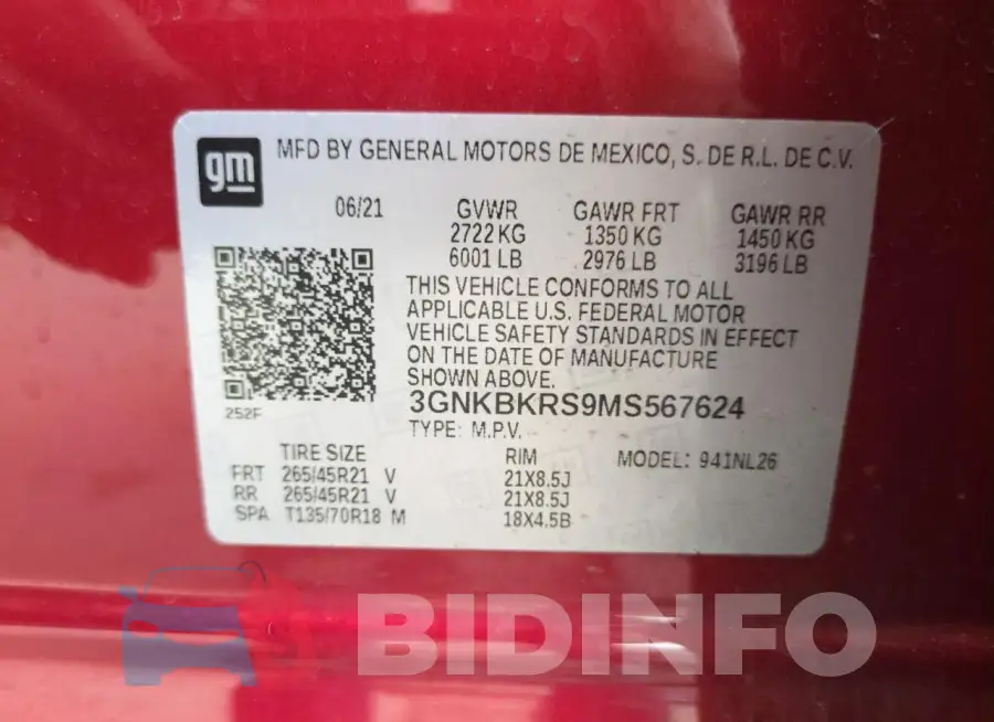 3GNKBKRS9MS567624 Photo# 14