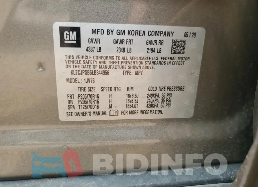 KL7CJPSB6LB344956 Photo# 12