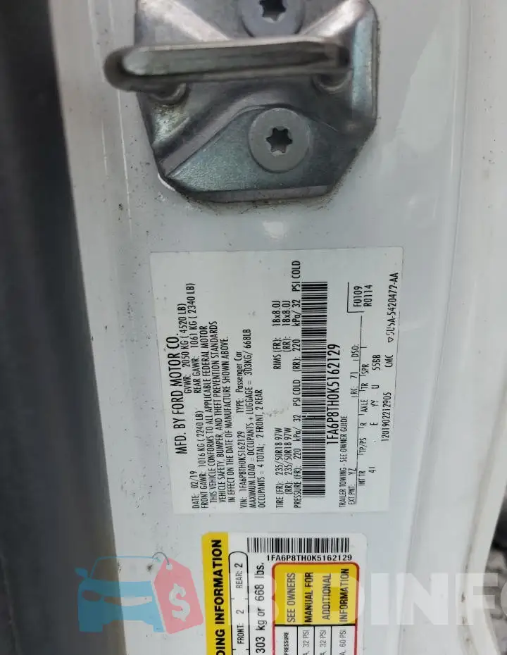 1FA6P8TH0K5162129 Photo# 12