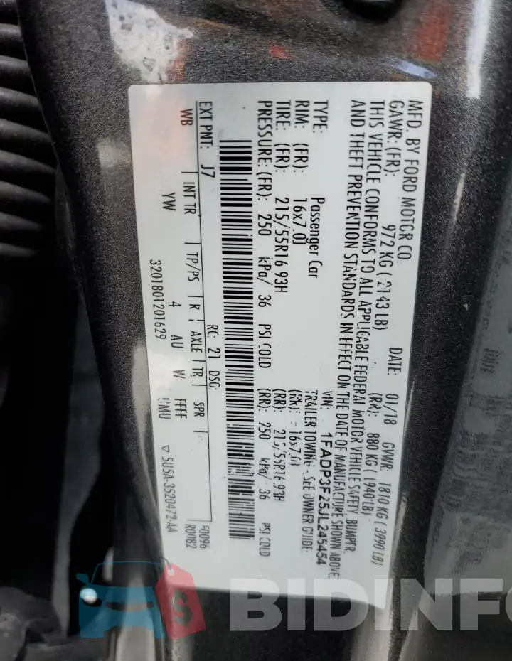1FADP3F25JL245454 Photo# 12