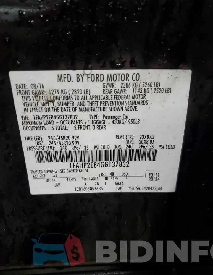 1FAHP2E84GG137832 Photo# 12