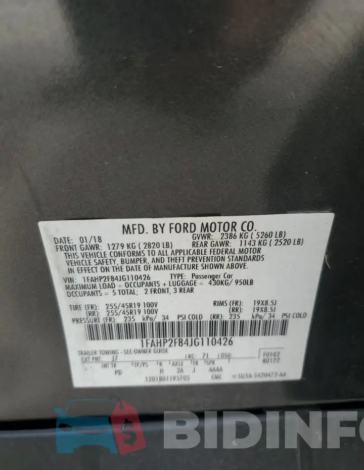 1FAHP2F84JG110426 Photo# 13