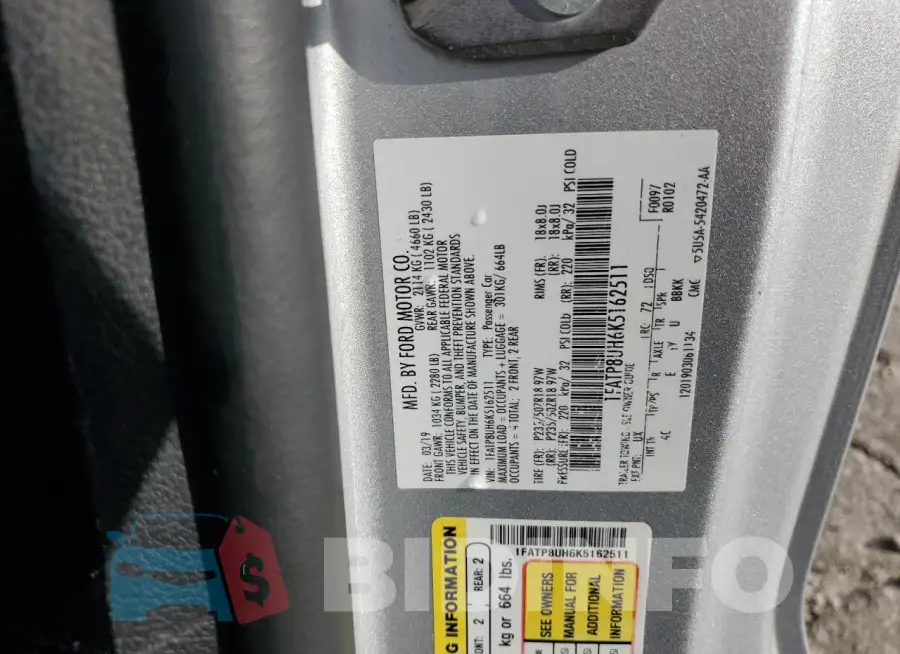 1FATP8UH6K5162511 Photo# 13