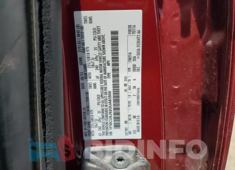 1FMCU9J92GUA83500 Photo# 13