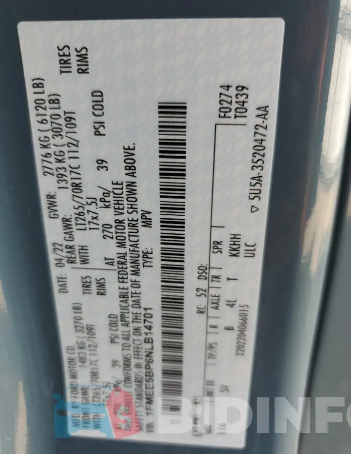 1FMEE5BP6NLB14701 Photo# 12